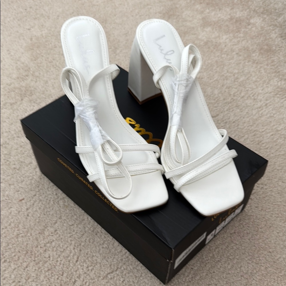 Lulus Tinslie White Strappy High Heel Sandals - 8.5 - Picture 3 of 3